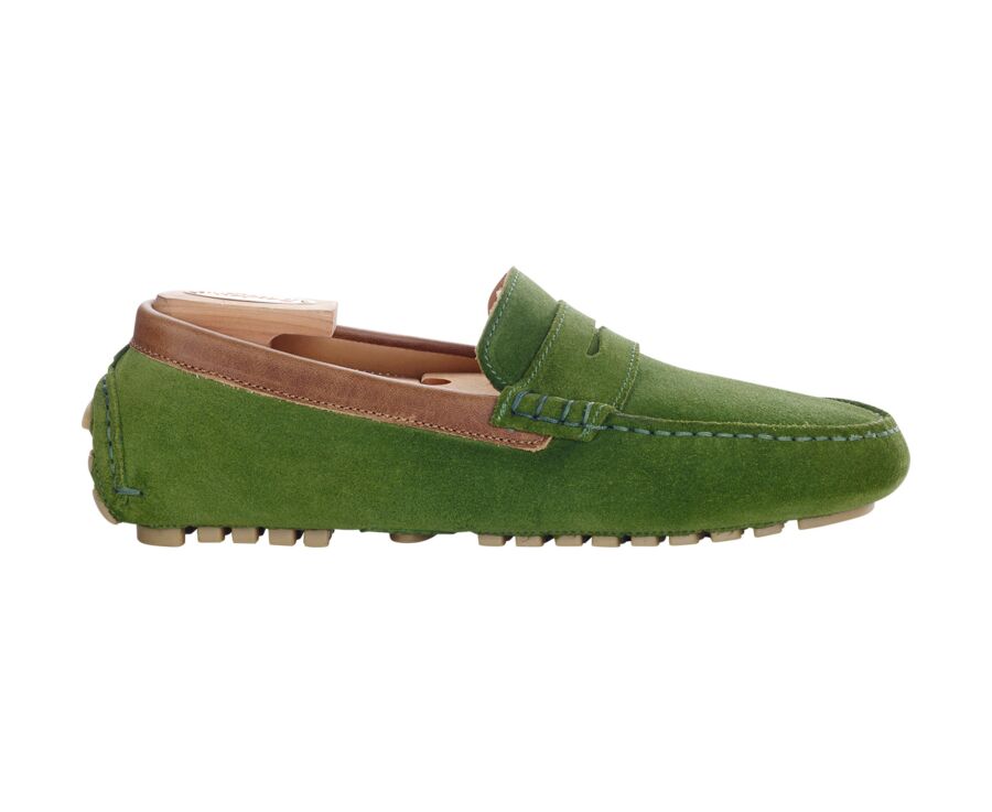 Green & Chestnut Suade Men's Driving Moccassins - FERGUSON