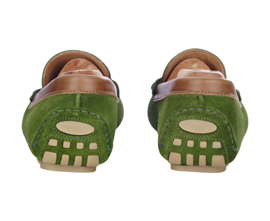 Green & Chestnut Suade Men's Driving Moccassins - FERGUSON