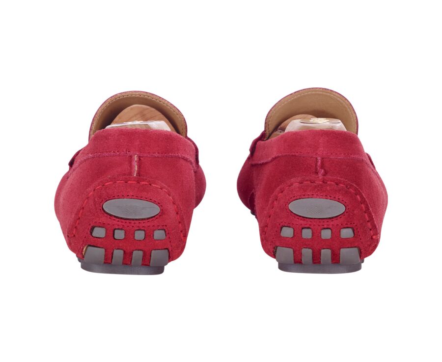 Dark Red Suede Men's Driving Moccassins - FERGUSON