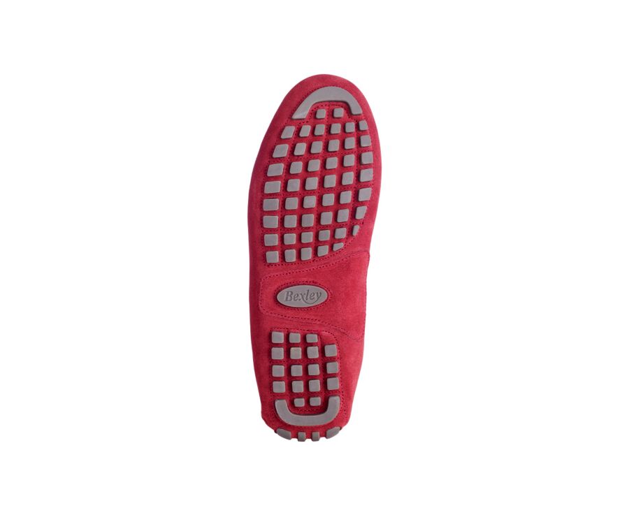 Dark Red Suede Men's Driving Moccassins - FERGUSON
