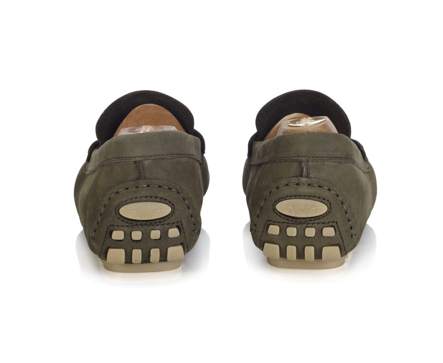 Khaki Nubuck Leather - Men's Driving Moccassins - FERGUSON
