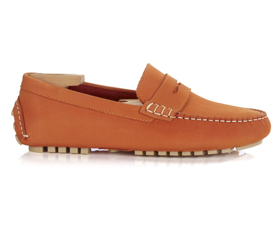 Dark Orange Nubuck Leather - Men's Driving Moccassins - FERGUSON