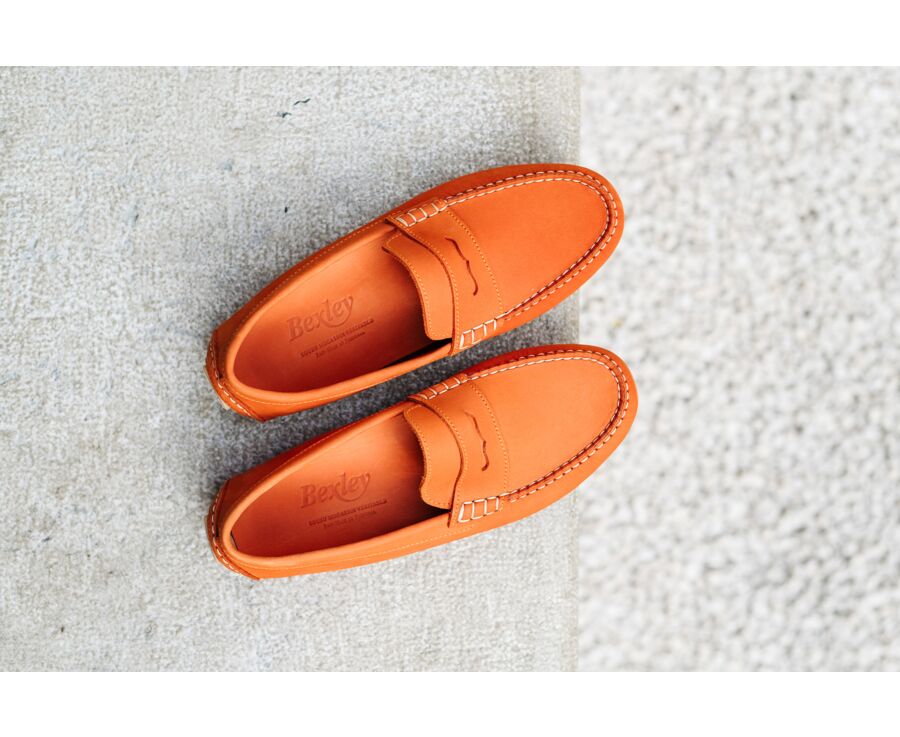 Dark Orange Nubuck Leather - Men's Driving Moccassins - FERGUSON