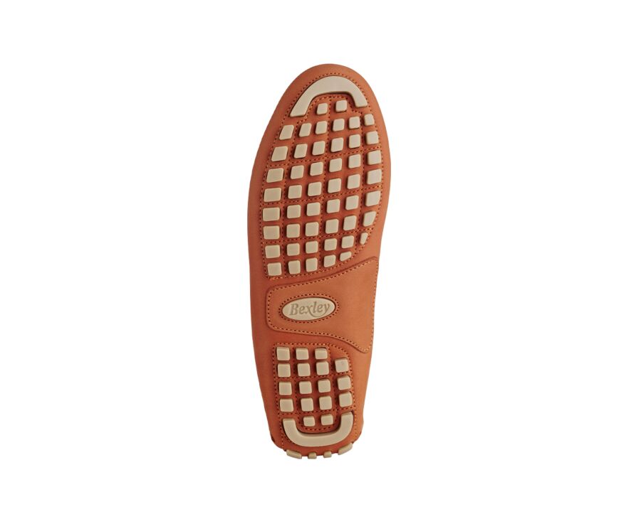 Dark Orange Nubuck Leather - Men's Driving Moccassins - FERGUSON
