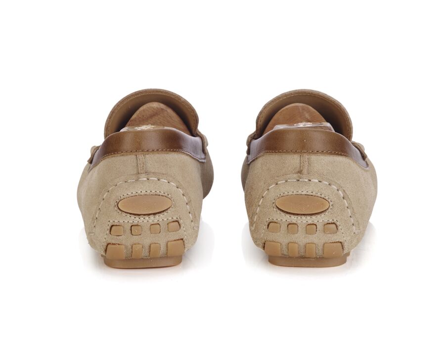 Beige Suede with Chestnut Trim - Men's Driving Moccassins - FERGUSON