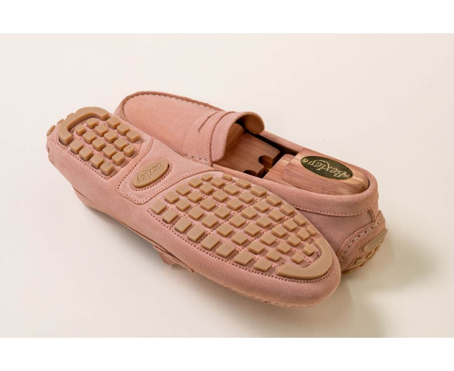 Men's Pink Suede Driving shoes - FERGUSON