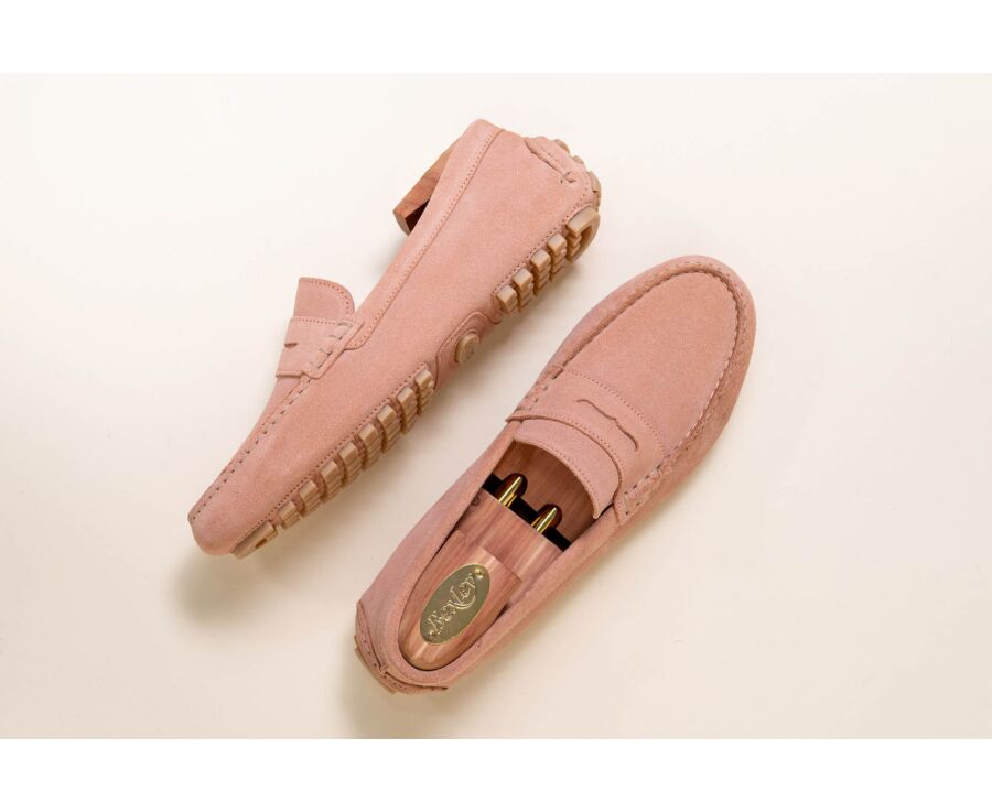 Men's Pink Suede Driving shoes - FERGUSON