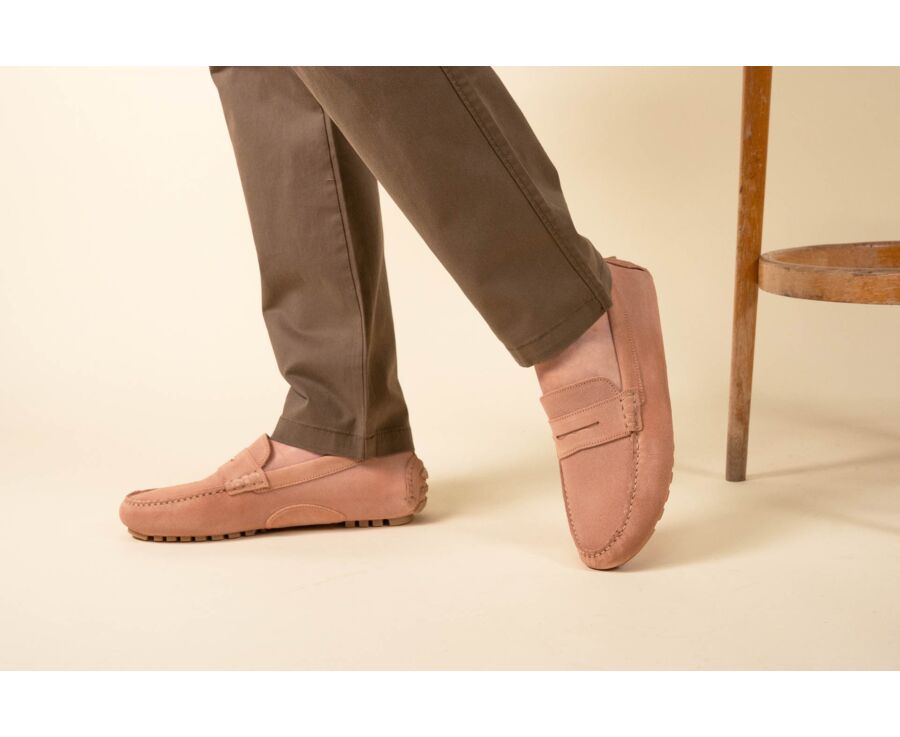 Men's Pink Suede Driving shoes - FERGUSON