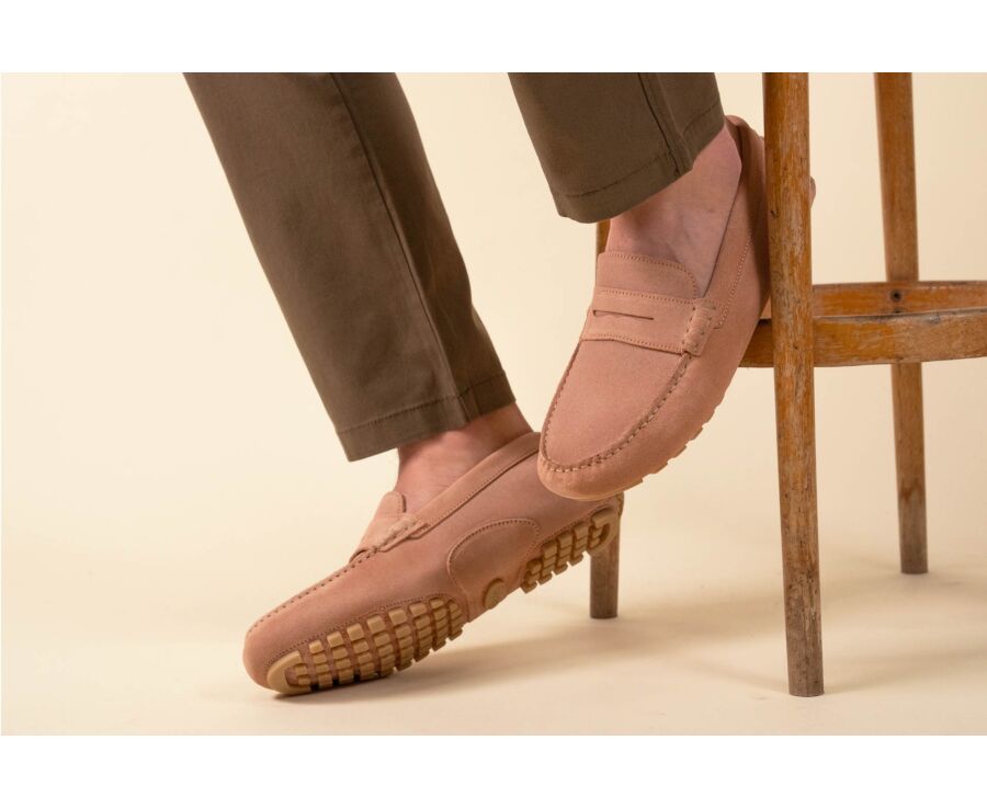 Men's Pink Suede Driving shoes - FERGUSON