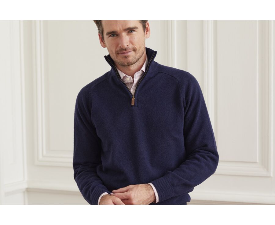 Navy half zip wool jumper Kenneth Bexley