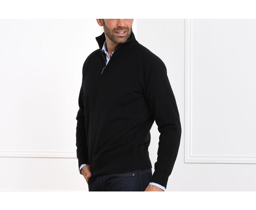 Black half-zip wool jumper - KENNETH