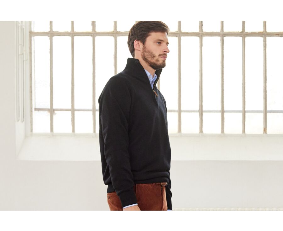 Black half-zip wool jumper - KENNETH