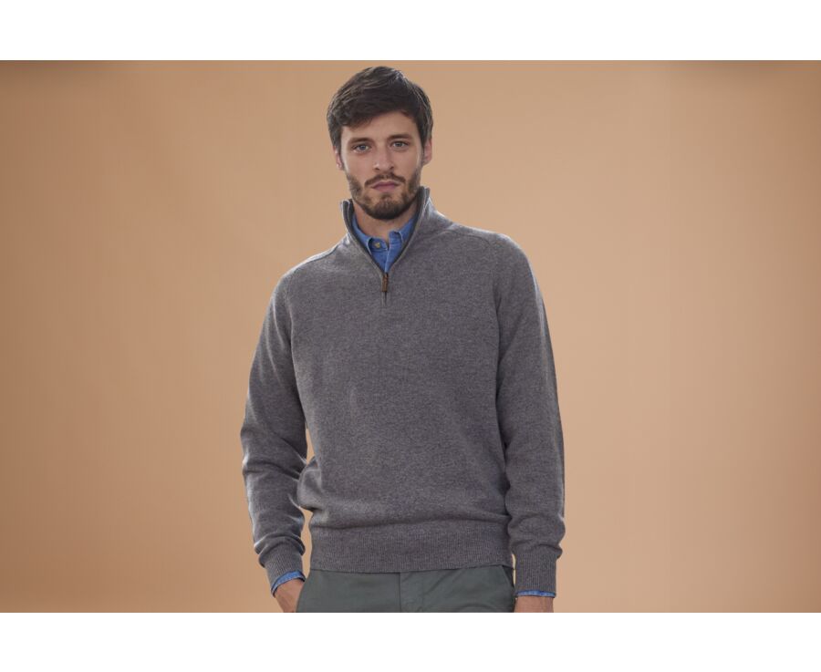 Grey Melange half-zip wool jumper - KENNETH
