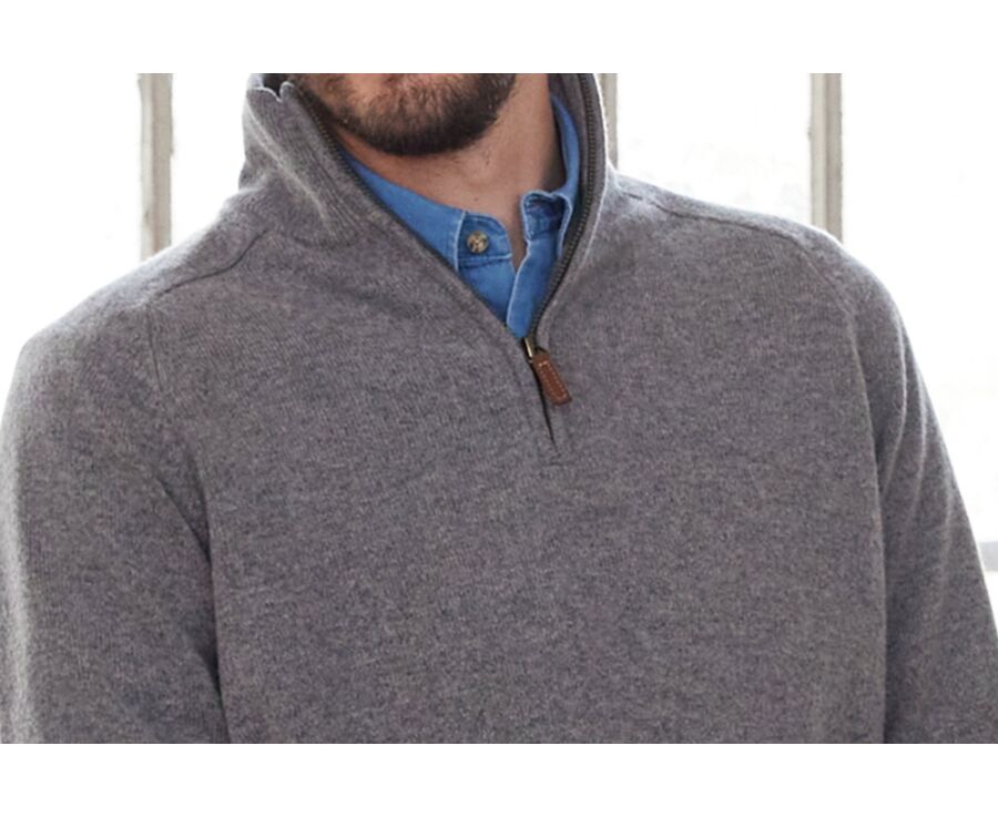 Grey Melange half-zip wool jumper - KENNETH
