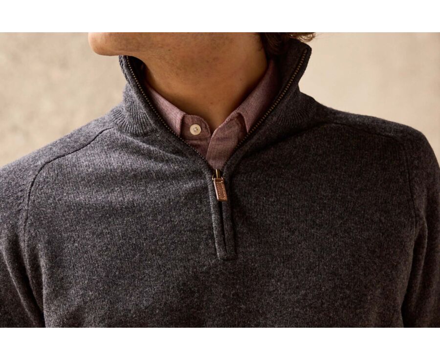 Grey Anthracite half-zip wool jumper - KENNETH