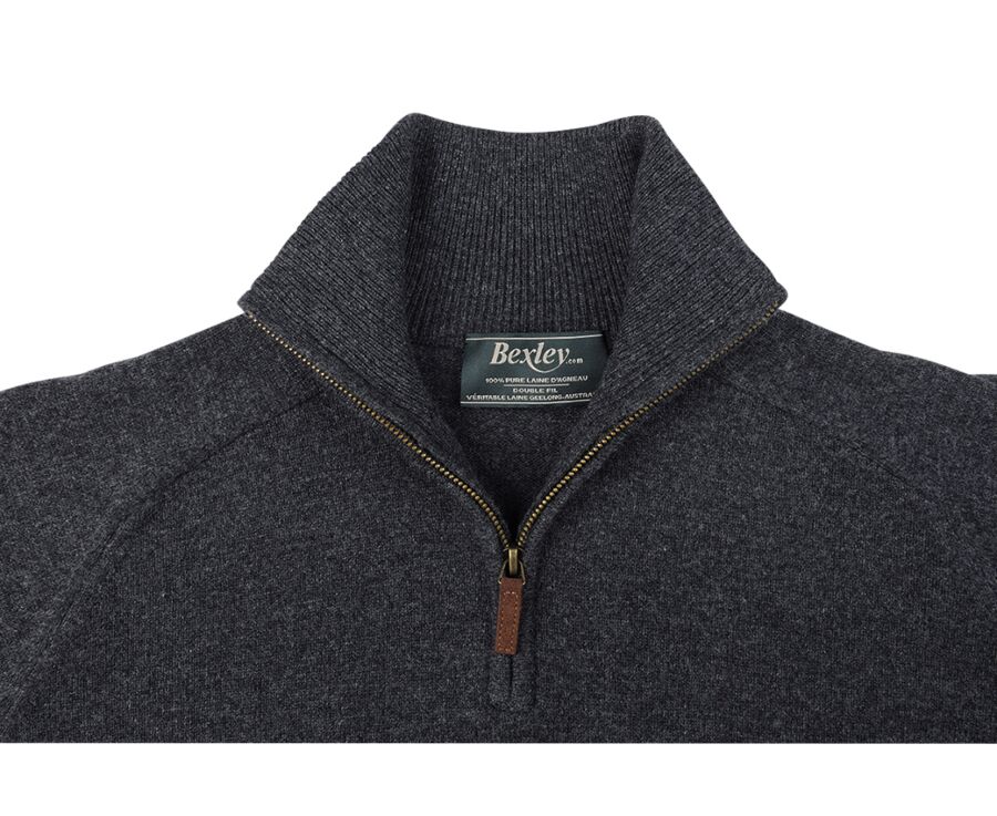 Grey Anthracite half-zip wool jumper - KENNETH