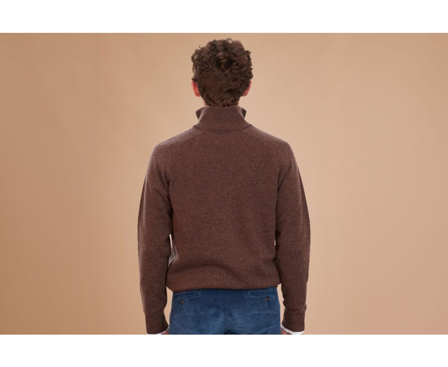 Chocolate Melange half-zip wool jumper - KENNETH