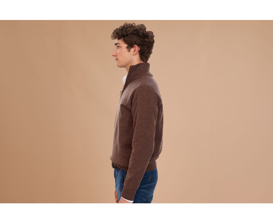 Chocolate Melange half-zip wool jumper - KENNETH