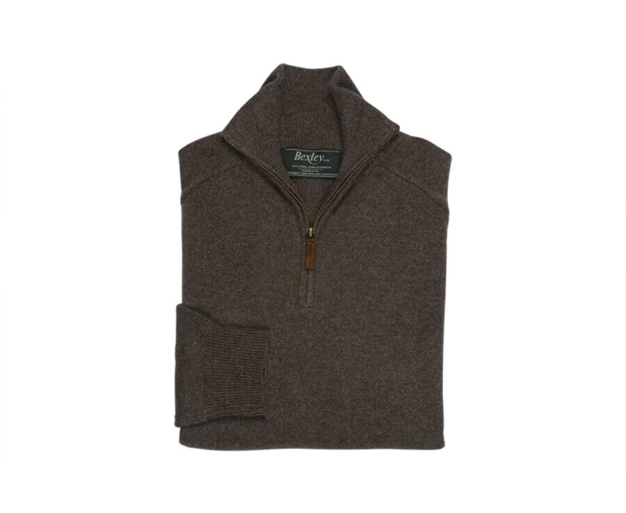 Chocolate Melange half-zip wool jumper - KENNETH