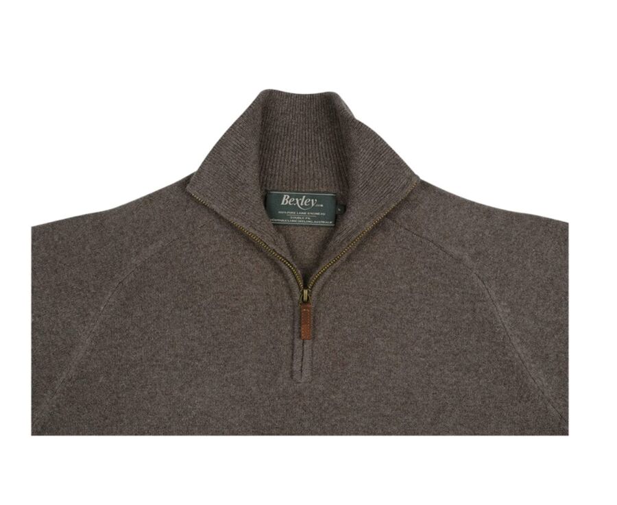 Chocolate Melange half-zip wool jumper - KENNETH
