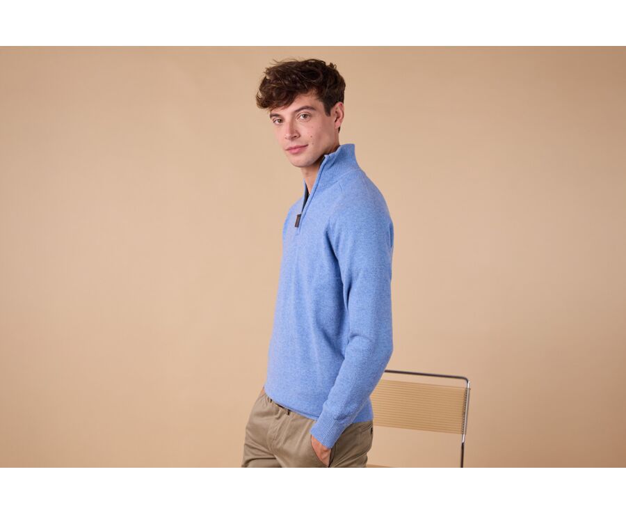 Blue Melange half-zip wool jumper - KENNETH