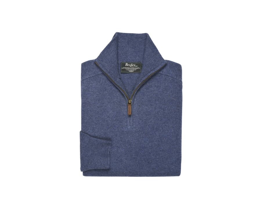 Dark Blue Melange half-zip wool jumper - KENNETH