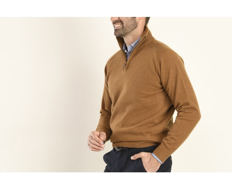 Hazelnut half-zip wool pullover - KENNETH