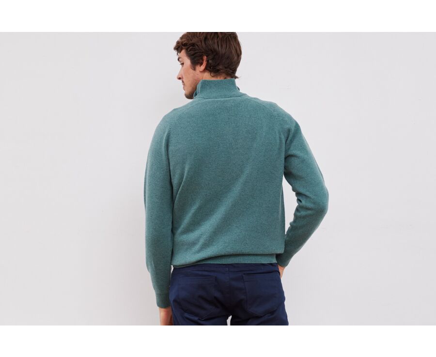 Scandinavian Green melange half-zip wool jumper - KENNETH