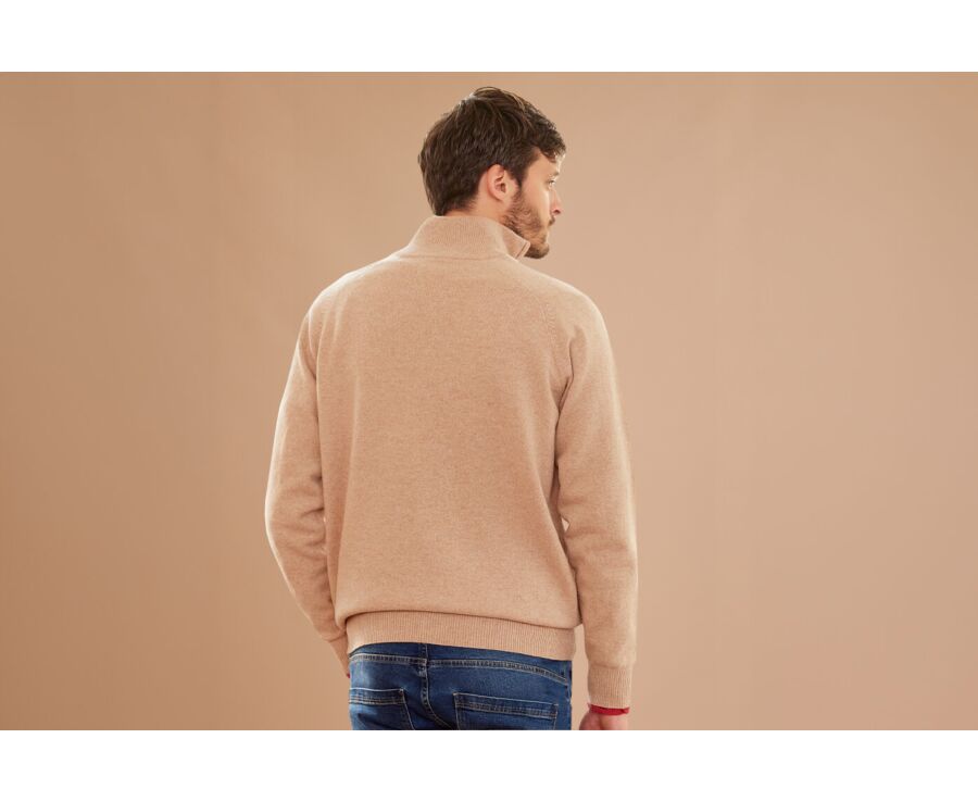 Beige Melange half-zip wool sweater - KENNETH