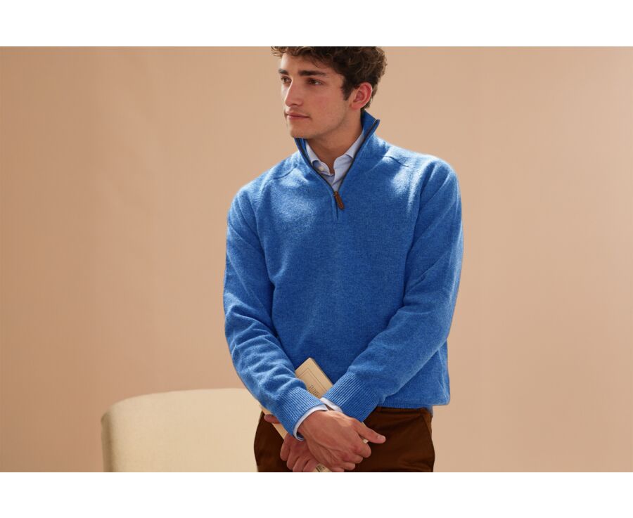 Blue sea half-zip wool sweater - KENNETH