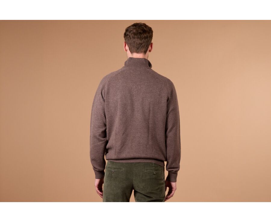 Brown half-zip wool sweater - KENNETH