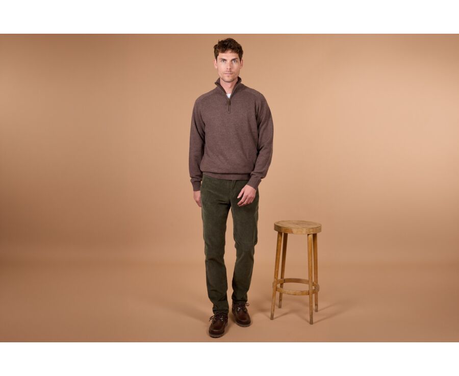 Brown half-zip wool sweater - KENNETH