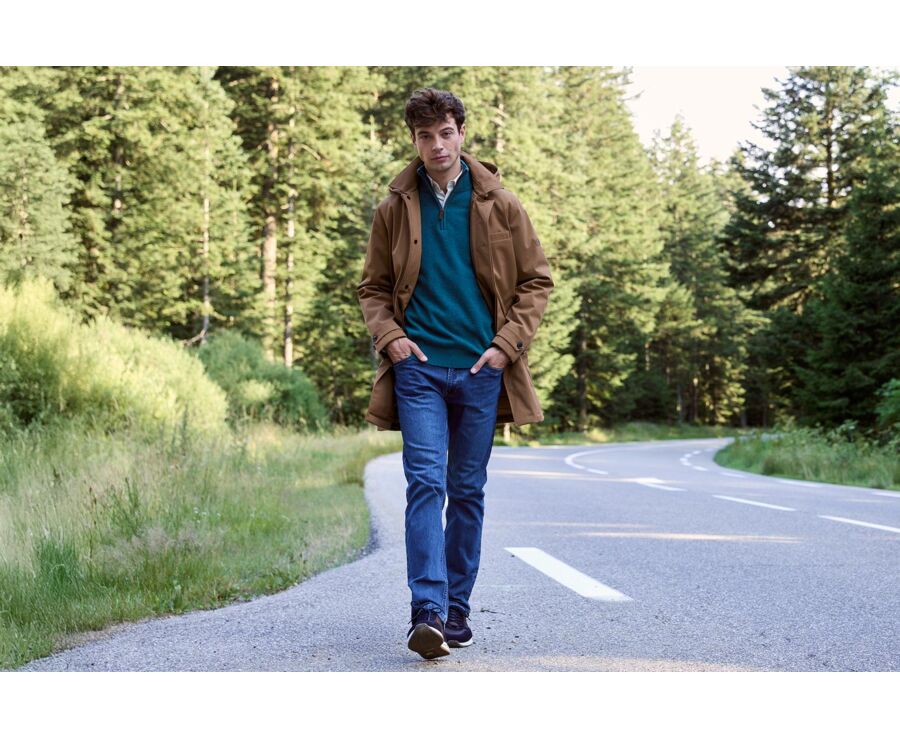 Dark Heather Green half-zip wool sweater - KENNETH