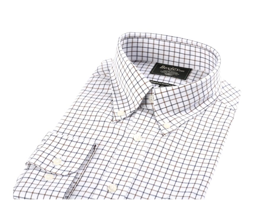 Flannel shirt with blue and beige checks - LINDSAY