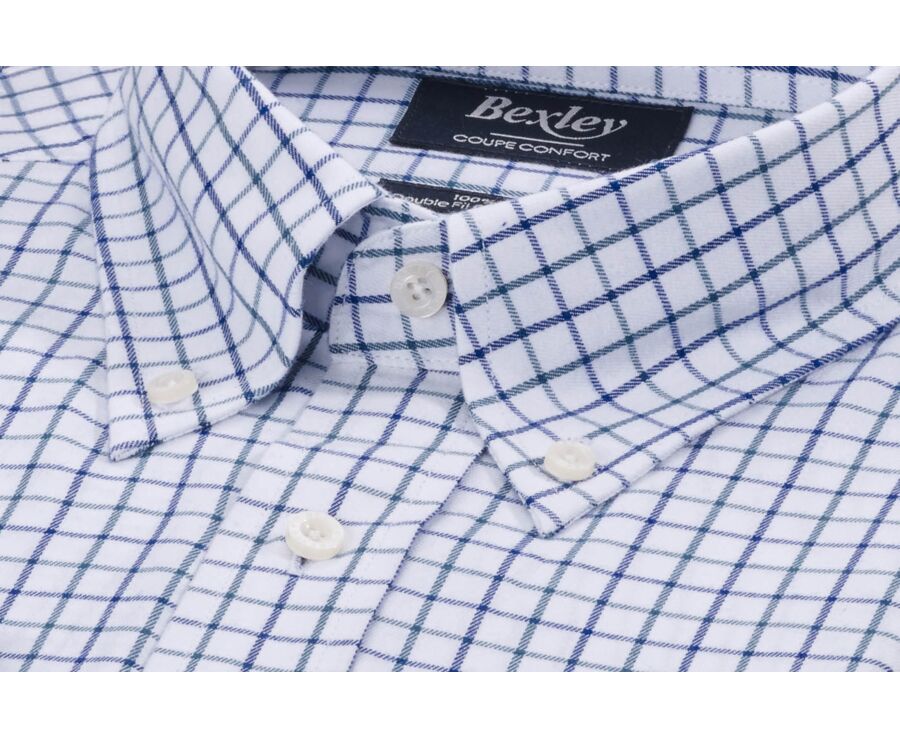 Blue & Green check flannel shirt - LINDSAY