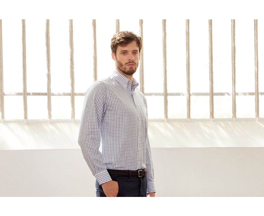 Blue & Green check flannel shirt - LINDSAY