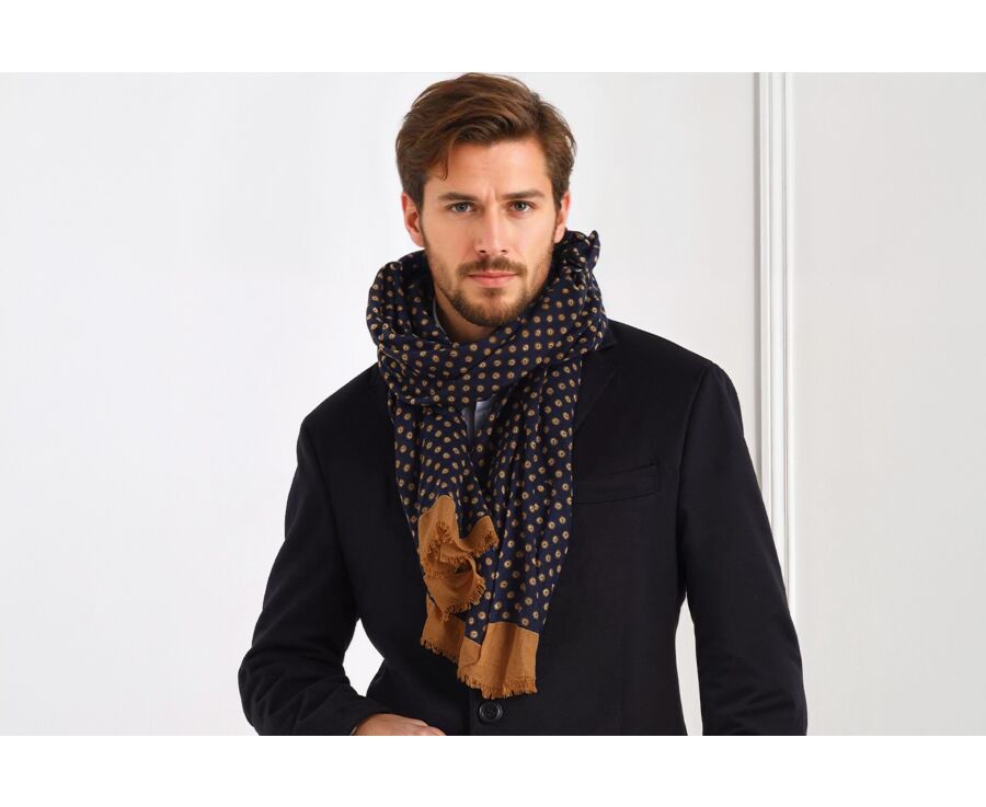 Navy and Tawny Wool scarf