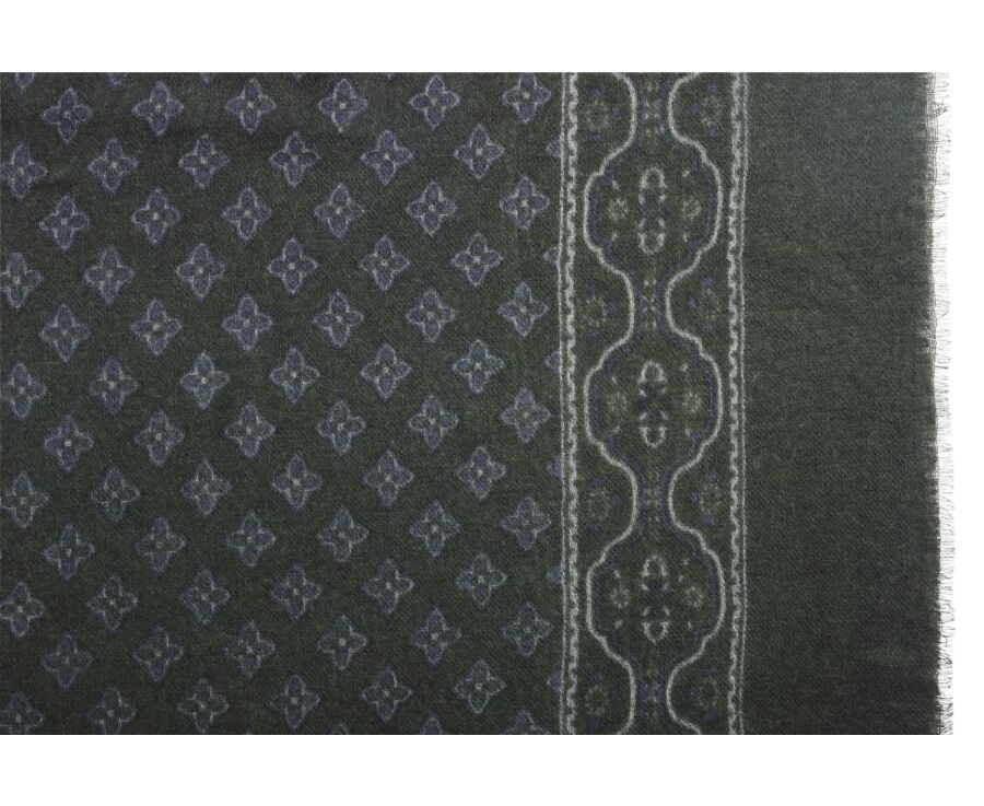 Grey patterned Green Wool scarf
