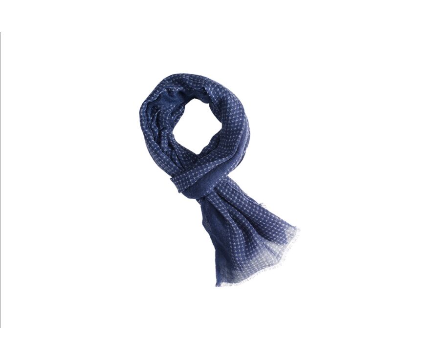 Blue Square Pattern Grey Wool scarf