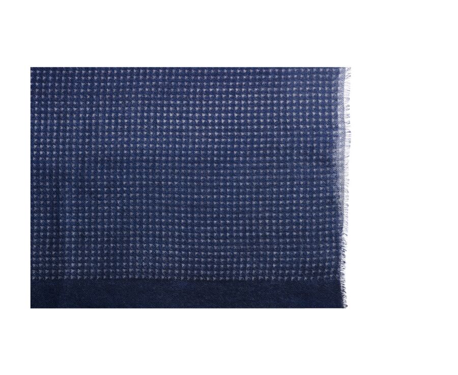 Blue Square Pattern Grey Wool scarf