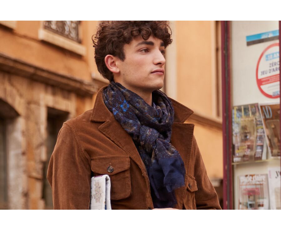 Blue & Khaki Wool scarf
