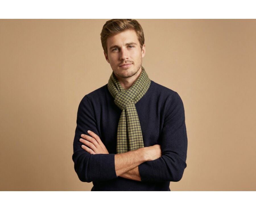 Men’s Wool Scarf – Camel, Navy and Green