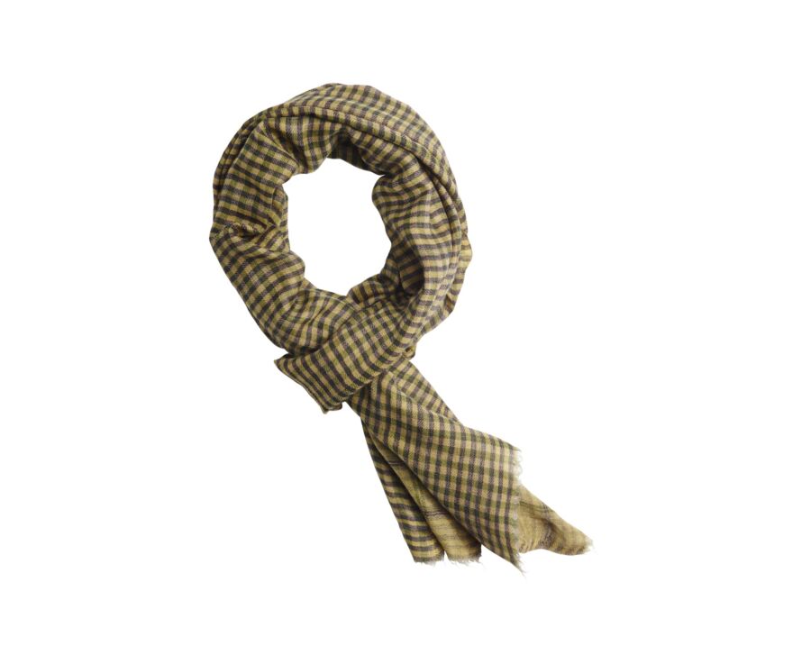 Men’s Wool Scarf – Camel, Navy and Green