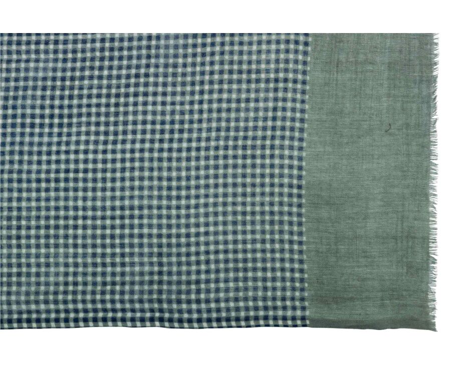 Men's khaki & indigo checked woolen scarf