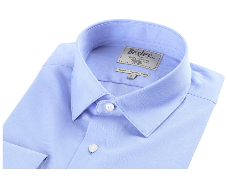 Blue shirt 100% cotton - Straight collar - MAXIME CLASSIC