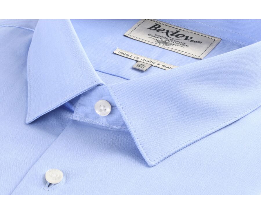 Blue sky shirt 100% cotton - Straight collar - MAXIME CLASSIC