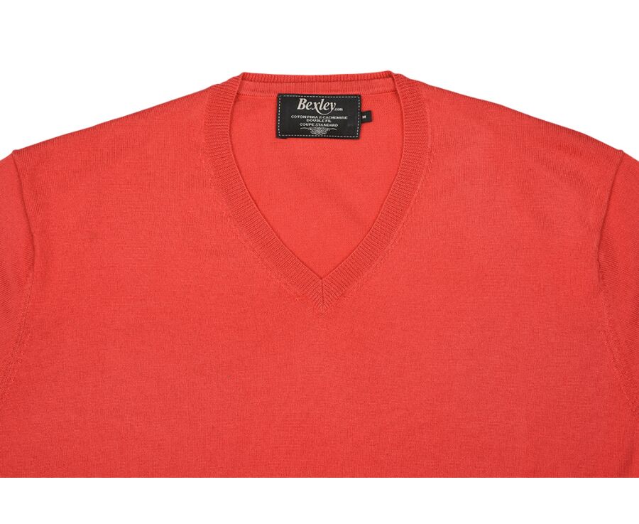 Fire orange cotton/cashmere v-neck jumper - VADIM