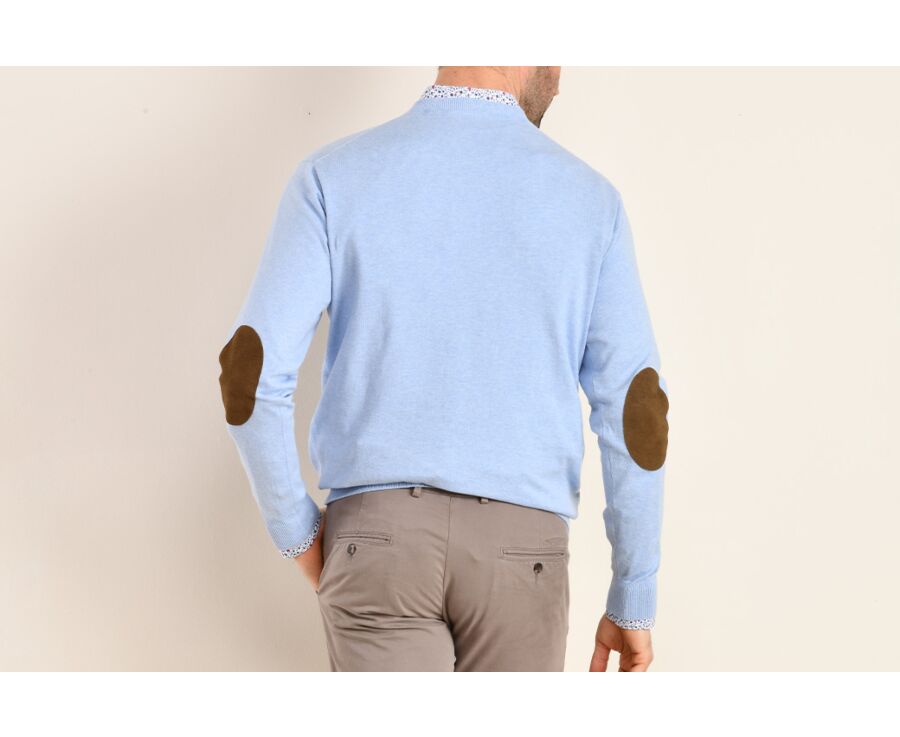 Blue sky cotton/cashmere thin v-neck jumper - VADIM