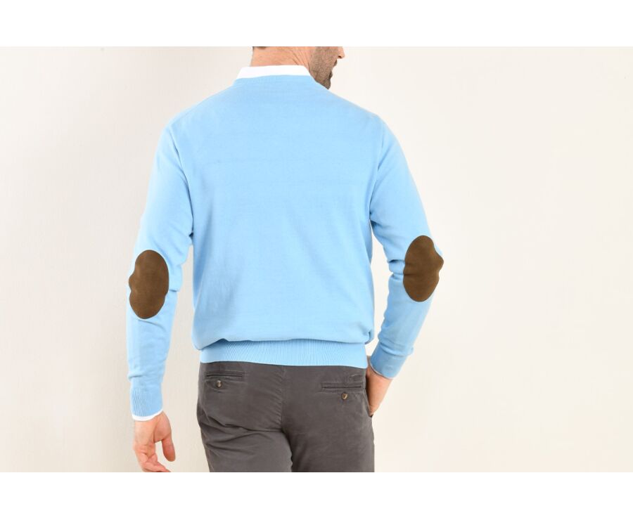 Azure Blue cotton/cashmere thin v-neck jumper - VADIM
