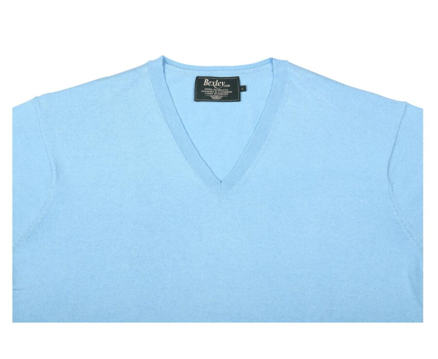 Azure Blue cotton/cashmere thin v-neck jumper - VADIM